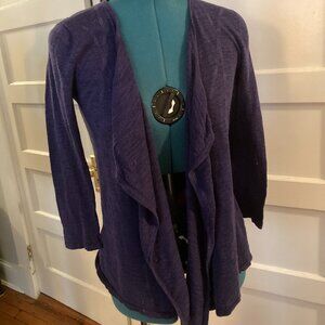 Navy blue lightweight cardigan, open front draped